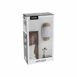 Applique Incurvée Rotin Et Tissu Blanc Ostaria -Ledepot Soldes Magasin applique incurvee rotin et tissu blanc ostaria 1 3