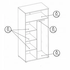 Armoire 2 Portes Blanc Et Gris Soma -Ledepot Soldes Magasin armoire 2 portes blanc et gris soma 2