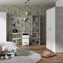 Armoire 2 Portes Blanc Et Gris Soma -Ledepot Soldes Magasin armoire 2 portes blanc et gris soma 3