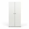 Demeyere Armoire 2 Portes Penderie + Lingère Izzy Blanc Et Bois -Ledepot Soldes Magasin armoire 2 portes penderie lingere izzy blanc bois