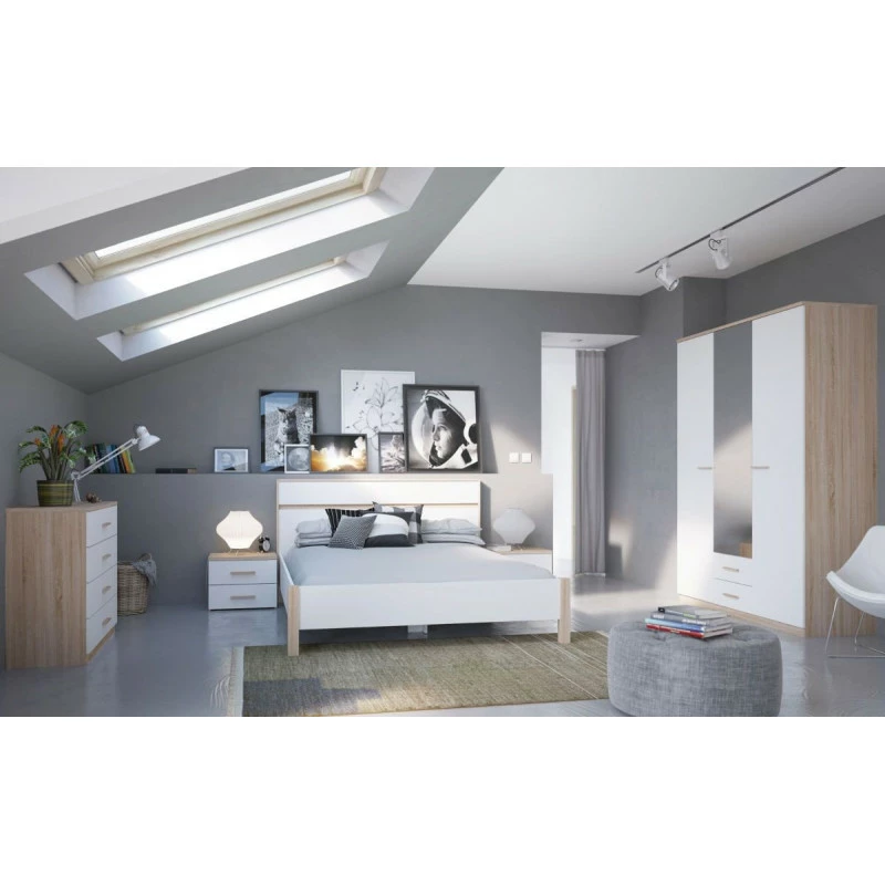 Demeyere Armoire 3 Portes Coloris Blanc Et Naturel Lena 4 Demeyere Armoire 3 Portes Coloris Blanc Et Naturel Lena – Image 2