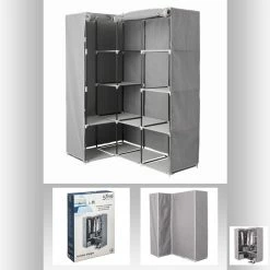 Armoire D'angle 1 Penderie / 10 étagères Gris Atmosphera 8 Armoire D'angle 1 Penderie / 10 étagères Gris Atmosphera -Ledepot Soldes Magasin armoire d angle 1 penderie 10 etageres gris atmosphera 2