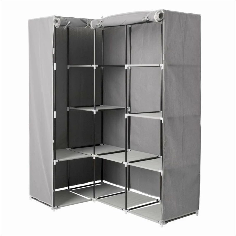 Armoire D'angle 1 Penderie / 10 étagères Gris Atmosphera 3 Armoire D'angle 1 Penderie / 10 étagères Gris Atmosphera