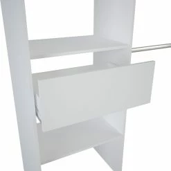 Demeyere Dressing Extensible Blanc Perle Avec Rideau Taupe -Ledepot Soldes Magasin armoire placard extensible avec rideau blanc perle 5