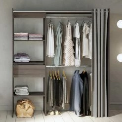 Demeyere Armoire/Placard Extensible SEATTLE Avec Rideau Chêne Vulcano -Ledepot Soldes Magasin armoire placard extensible seattle avec rideau chene vulcano 2