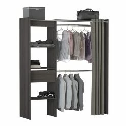 Demeyere Armoire/Placard Extensible SEATTLE Avec Rideau Chêne Vulcano -Ledepot Soldes Magasin armoire placard extensible seattle avec rideau chene vulcano 4