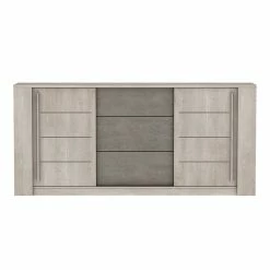 Demeyere Bahut 3 Tiroirs + 2 Portes CANNES Chêne Champagne/béton Clair -Ledepot Soldes Magasin bahut 3 tiroirs 2 portes cannes chene champagne beton clair 2