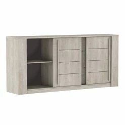 Demeyere Bahut 3 Tiroirs + 2 Portes CANNES Chêne Champagne/béton Clair -Ledepot Soldes Magasin bahut 3 tiroirs 2 portes cannes chene champagne beton clair 3