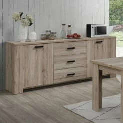 Bahut 3 Tiroirs 2 Portes Olivier -Ledepot Soldes Magasin bahut 3 tiroirs 2 portes olivier 4