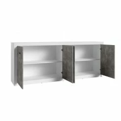 Bahut 4 Portes Blanc Et Gris Béton Gent 8 Bahut 4 Portes Blanc Et Gris Béton Gent -Ledepot Soldes Magasin bahut 4 portes blanc gris beton gent 2