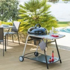 Barbecue Charbon Couvercle Pyla 55 Cm Neka Avec Tablette