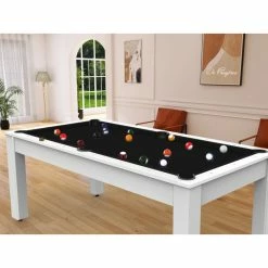 Billard Américain Arizona 7 Pieds Blanc Laqué / Tapis Noir 12 Billard Américain Arizona 7 Pieds Blanc Laqué / Tapis Noir -Ledepot Soldes Magasin billard americain arizona 7 pieds blanc tapis noir 3