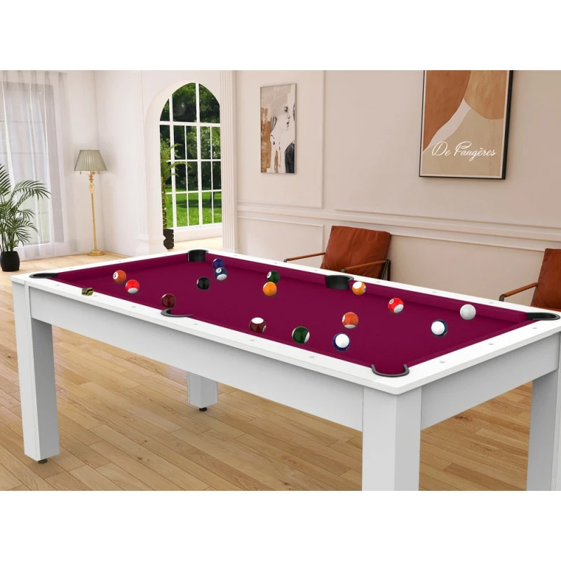 Billard Américain Arizona 7 Pieds Blanc Laqué / Tapis Prune 9 Billard Américain Arizona 7 Pieds Blanc Laqué / Tapis Prune – Image 7