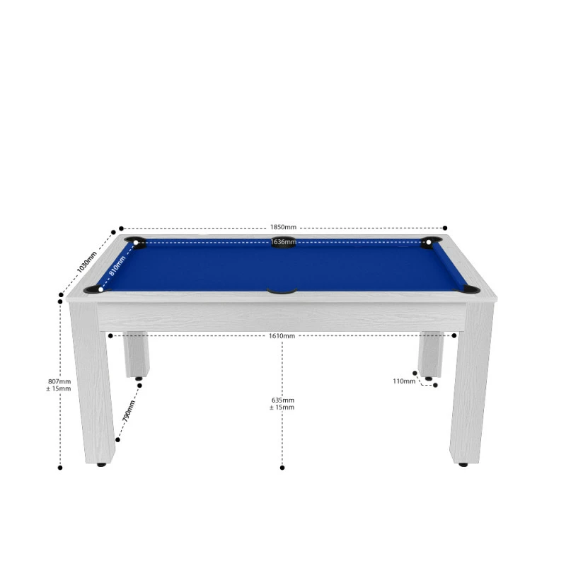 Billard Texas 6 Pieds - Coloris Blanc Boisé Tapis Bleu 6 Billard Texas 6 Pieds - Coloris Blanc Boisé Tapis Bleu – Image 4