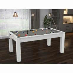Billard Texas 6 Pieds - Coloris Blanc Laqué / Tapis Gris -Ledepot Soldes Magasin billard texas 6 pieds coloris blanc laque tapis gris 2
