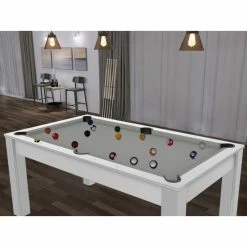 Billard Texas 6 Pieds - Coloris Blanc Laqué / Tapis Gris -Ledepot Soldes Magasin billard texas 6 pieds coloris blanc laque tapis gris 6