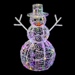 Bonhomme De Neige Lumineux Multicolore 60cm