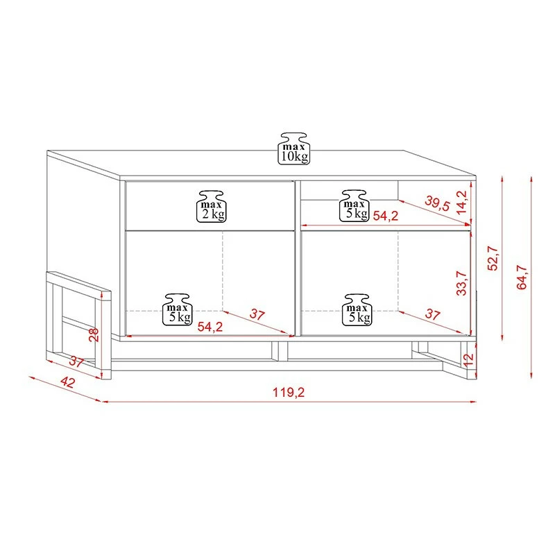 Buffet 1 Tiroir 2 Portes Oslo Blanc 9 Buffet 1 Tiroir 2 Portes Oslo Blanc – Image 7