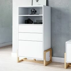 Buffet Haut 2 Tiroirs 1 Porte Oslo Blanc 14 Buffet Haut 2 Tiroirs 1 Porte Oslo Blanc -Ledepot Soldes Magasin buffet haut 2 tiroirs 1 porte oslo blanc 4