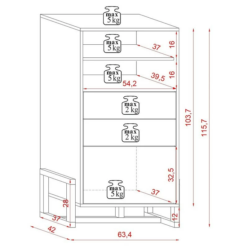 Buffet Haut 2 Tiroirs 1 Porte Oslo Blanc 9 Buffet Haut 2 Tiroirs 1 Porte Oslo Blanc – Image 7