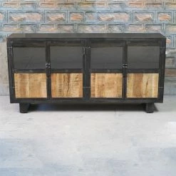 Buffet Métal Et Bois Jodhpur 4 Portes -Ledepot Soldes Magasin buffet metal et bois jodhpur 4 portes 2