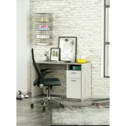 Demeyere Bureau Détroit Béton 1 Porte + 1 Niche + 1 Tiroir -Ledepot Soldes Magasin bureau detroit blanc beton 1 porte 1 niche 1 tiroir 3