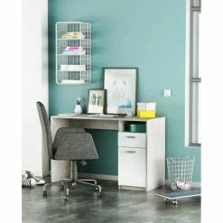 Demeyere Bureau Détroit Béton 1 Porte + 1 Niche + 1 Tiroir -Ledepot Soldes Magasin bureau detroit blanc beton 1 porte 1 niche 1 tiroir 4