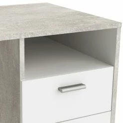 Demeyere Bureau Détroit Béton 1 Porte + 1 Niche + 1 Tiroir -Ledepot Soldes Magasin bureau detroit blanc beton 1 porte 1 niche 1 tiroir 5
