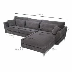 Canapé Angle Droit Isla Velours Côtelé Gris -Ledepot Soldes Magasin canape angle droit gris isla 6