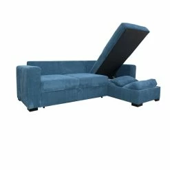 Canapé D'angle Joe Gauche Ou Droite Bleu Convertible Lit -Ledepot Soldes Magasin canape d angle joe gauche ou droite bleu convertible lit 2