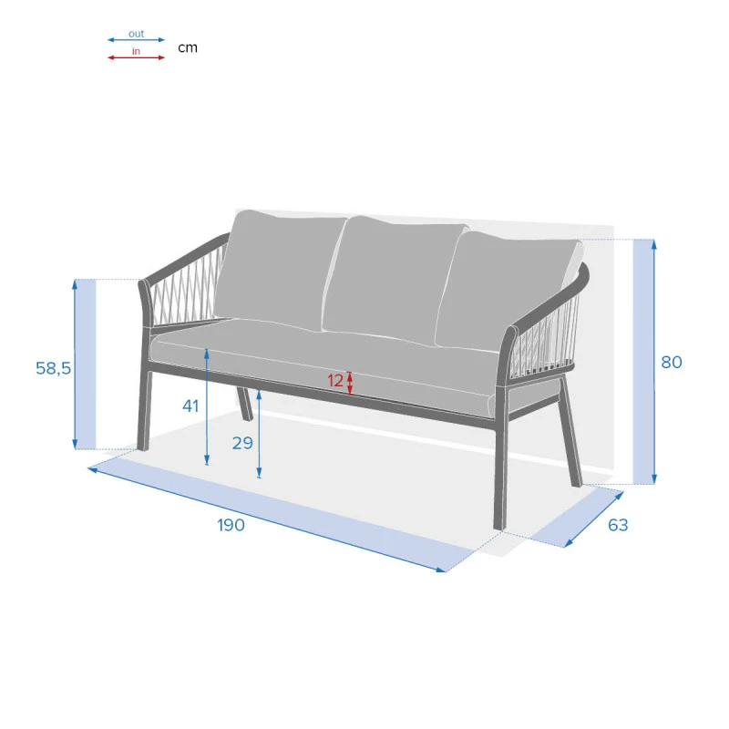 Canapé Extérieur 3 Places Oriengo Anthracite Hespéride 6 Canapé Extérieur 3 Places Oriengo Anthracite Hespéride – Image 4