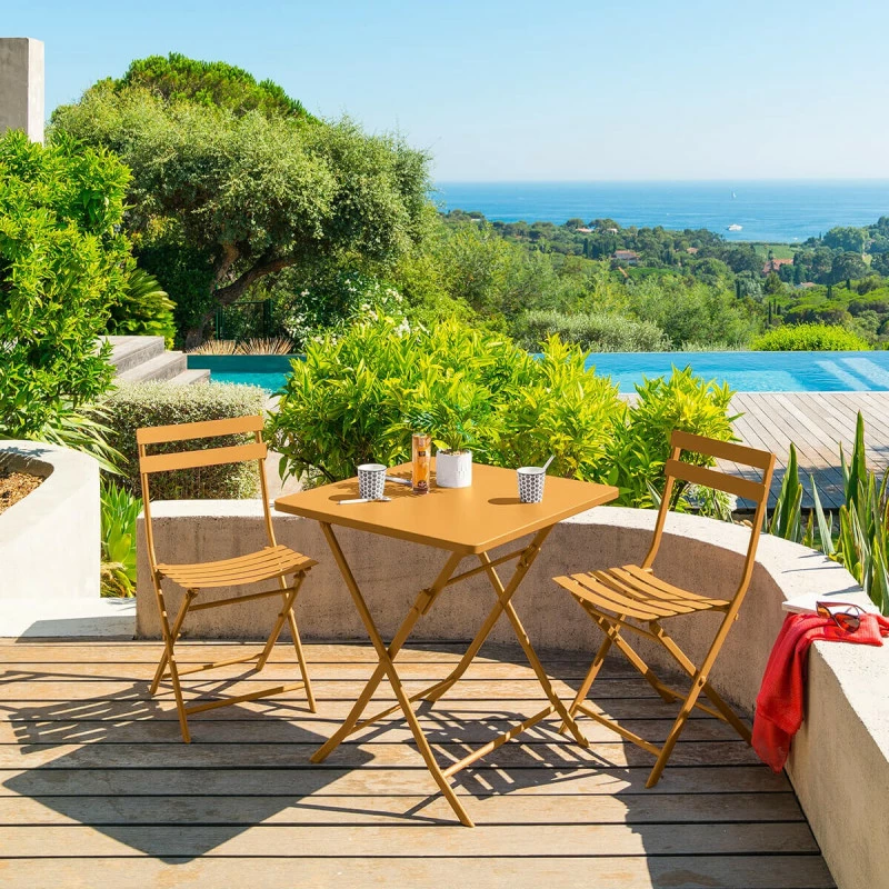 Chaise Métal Pliante Greensboro Ocre Hespéride 6 Chaise Métal Pliante Greensboro Ocre Hespéride – Image 4