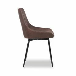 Chaise Mirano Coloris Brun Acier Microfibre -Ledepot Soldes Magasin chaise mirano coloris brun 1 2