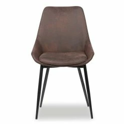 Chaise Mirano Coloris Brun Acier Microfibre -Ledepot Soldes Magasin chaise mirano coloris brun 1 3