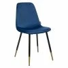 Chaise Velours Bleu Pieds Gold Tyka Atmosphera