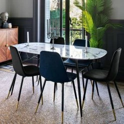 Chaise Velours Bleu Pieds Gold Tyka Atmosphera -Ledepot Soldes Magasin chaise velours bleu gold tyka atmosphera 2