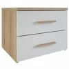 Demeyere Chevet 2 Tiroirs Blanc Et Naturel Lena -Ledepot Soldes Magasin chevet 2 tiroirs blanc et naturel lena