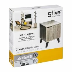 Chevet Mix Naturel Sur Pieds 5Five -Ledepot Soldes Magasin chevet mix naturel pied 5five 2
