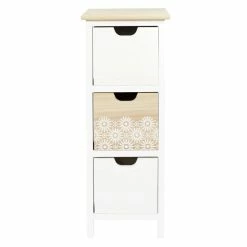 Chiffonnier 3 Tiroirs Chic Naturel Et Blanc -Ledepot Soldes Magasin chiffonnier 3 tiroirs chic naturel et blanc 5