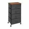 Chiffonnier 4 Tiroirs Avec Roulette Gris Foncé