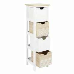 Chiffonnier 4 Tiroirs Chic Naturel Et Blanc -Ledepot Soldes Magasin chiffonnier 4 tiroirs chic naturel et blanc 1 5
