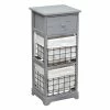 Chiffonnier Bois 1 Tiroir 2 Paniers Gris -Ledepot Soldes Magasin chiffonnier bois 1 tiroir 2 paniers gris