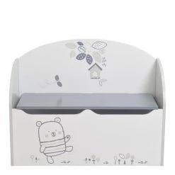 Demeyere Coffre à Jouets Bear Gris Et Blanc -Ledepot Soldes Magasin coffre a jouets blanc gris nounours 3