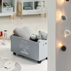 Coffre à Roulettes Pour Enfant Coloris Gris Atmosphera -Ledepot Soldes Magasin coffre a roulettes pour enfant coloris gris 1