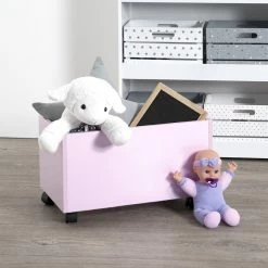 Coffre à Roulettes Pour Enfant Coloris Rose Atmosphera -Ledepot Soldes Magasin coffre a roulettes pour enfant coloris rose 1