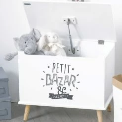 Coffre De Rangement "petit Bazar & Secrets" Blanc Atmosphera -Ledepot Soldes Magasin coffre de rangement petit bazar secret blanc atmosphera 1