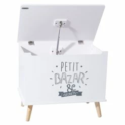 Coffre De Rangement "petit Bazar & Secrets" Blanc Atmosphera -Ledepot Soldes Magasin coffre de rangement petit bazar secret blanc atmosphera 2