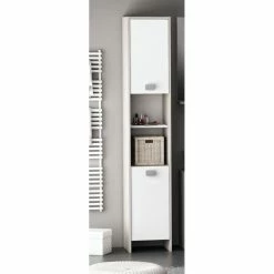 Demeyere Colonne 2 Portes HONOLULU Blanc/chêne Champagne -Ledepot Soldes Magasin colonne 2 portes honolulu blanc chene champagne 2