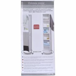 Colonne Pivotante Blanche Avec Miroir Et Niches -Ledepot Soldes Magasin colonne miroir base pivotante 2