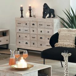 Commode 12 Tiroirs Ajay Manguier Sculpté Atmosphera -Ledepot Soldes Magasin commode 12 tiroirs ajay manguier sculpte atmosphera 7